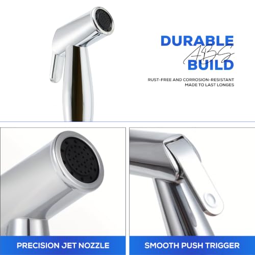 Image of Amazon Basics Health Faucet Set - Premium Jet Spray Gun with Pipe for Toilet | Bathroom Bidet Sprayer Kit Pack of 1