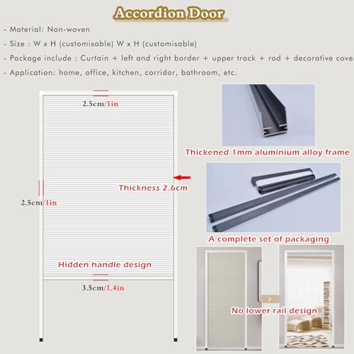Porte accordéon cloison pliante invisible sur mesure pour studio et bureau