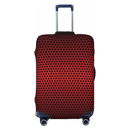 Red Geometric Perforated Square Background Luggage Cover Washable Elasticated Luggage Covers for Suitcase TSA Approved Stylish Scratch Resistant Luggage Case Protector