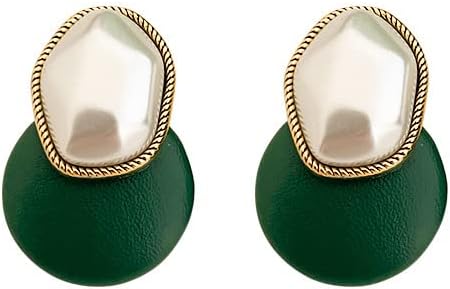 GenericElegant Faux Pearl Drop Dangle Earrings for Women, Green