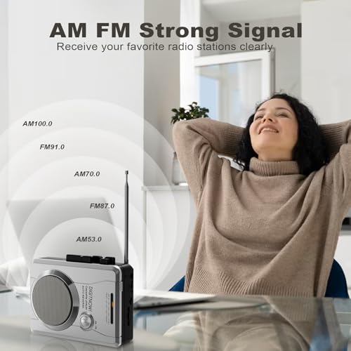 Portable Cassette Player Recorder, Vintage AM FM Radio, Handheld Compact Cassette Player Stereo with Built-in Speaker & Microphone