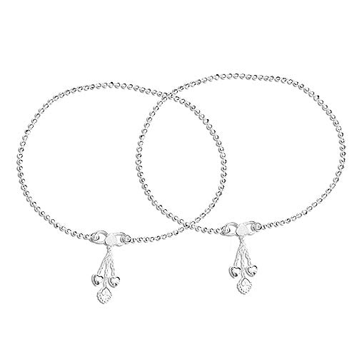 Image of TRUESILVER ACPL 925 Sterling Silver Anklets for Women | BIS Hallmarked Elegant Designer Chain Anklet Jewelry for Wedding Party Everyday Wear (Pair)