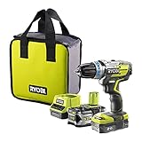 Taladro atornillador inalámbrico de 18 V compacto y manual de 201 mm de largo.