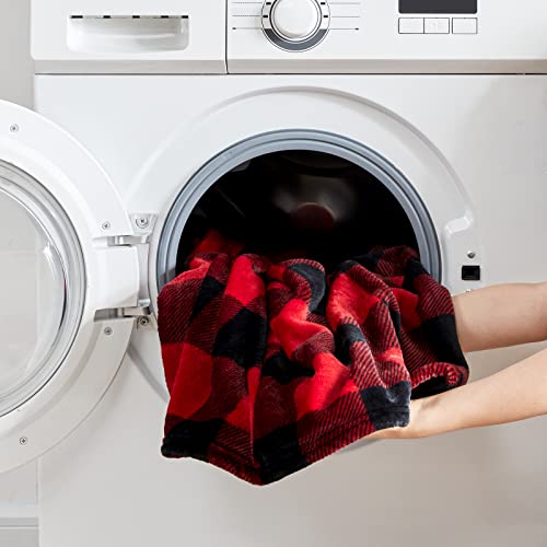 Touchat Fleece Throw Blankets, Buffalo Plaid Throw Blanket for Couch Sofa Bed, Soft Warm Fuzzy Cozy Plush Checkered Blanket, Lightweight Farmhouse Decor(Red and Black Plaid, 50“ x60”)