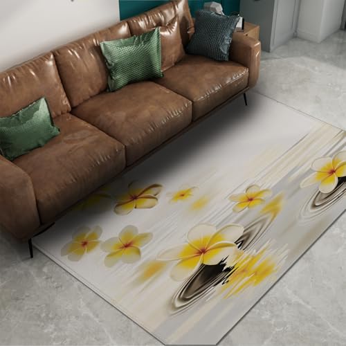 Tapis à imprimé floral design ondulation de l'eau blanc durable 120x200 - 6
