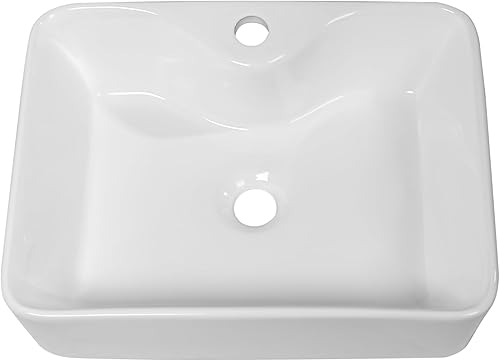 Miniatura 27 de Fregadero de baño de porcelana de cerámica rectangular de 24 x 14 pulgadas sobre mostrador, lavabo de arte blanco y negro Blanco