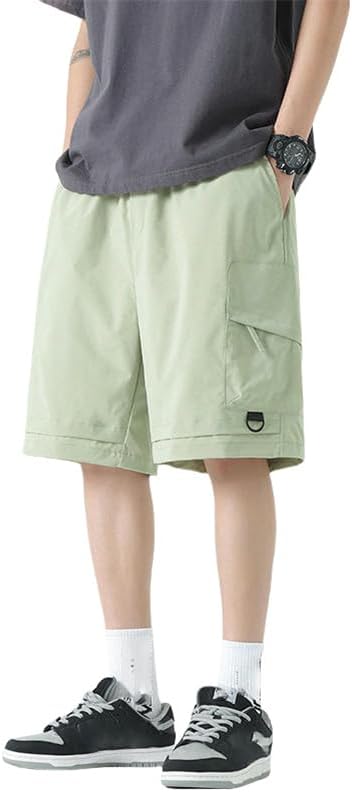 USTZFTBCL Men's Summer Thin Ice Silk Casual Sports Mid-Length Beach Shorts