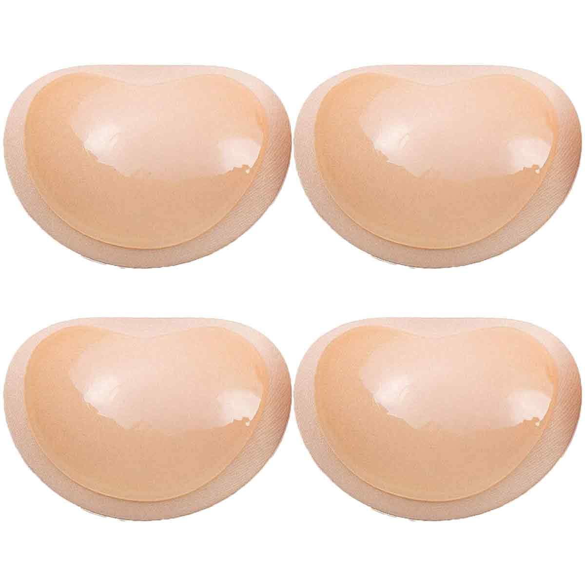 2 Pairs self-Adhesive Bra Pad Enhancer Breast Pad Bra Inserts Breast Push Up Bra Pads One Pair of Bikinis Swimsuit Push Up Removable Bra Pads Inserts (Beige x 2pairs)