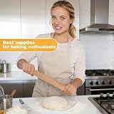 JYYWTSI Zestaw 2 wałków do ciasta z drewna bukowego 20/30 cm (Ø 2,7 cm) + skrobak do ciasta w kolorze zielonym – naturalne narzędzie do pieczenia ciasta, wypieków, pizzy, makaronu, kuchni i piekarni