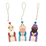 TIENDA EURASIA – Reyes Magos | Medidas Colgantes 4.3x0.3x10 cm y Figuras 3M 4.2x3x16 cm | Material Madera | Multicolor | Decoracion Navidad (Colgantes Reyes Magos)