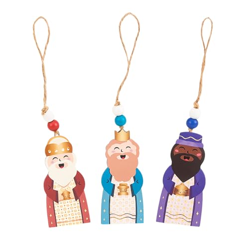 TIENDA EURASIA – Reyes Magos | Medidas Colgantes 4.3x0.3x10 cm y Figuras 3M 4.2x3x16 cm | Material Madera | Multicolor | Decoracion Navidad (Colgantes Reyes Magos)