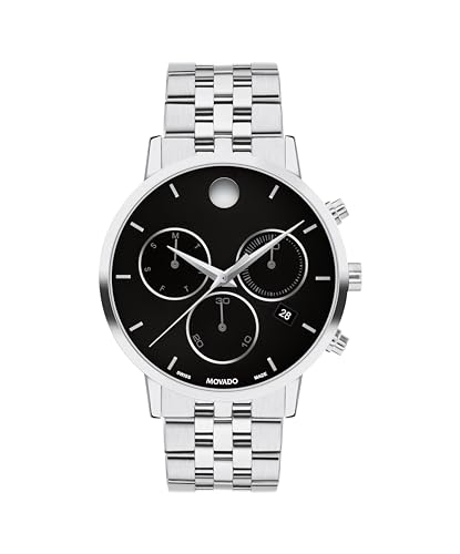 Movado Museum Classic Men's Watch - Swiss Quartz Chronograph Movement, Stainless Steel Link Bracelet - 3 ATM Water Resistance - Classic, Luxury Fashion Timepiece for Him - 42mm