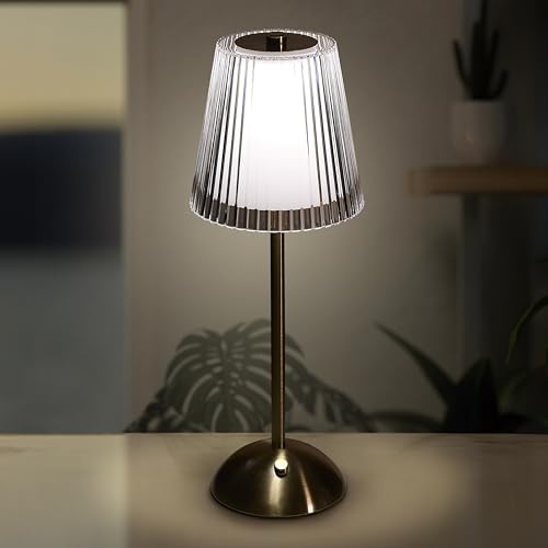 Camden Reed Table Lamp, Desk lamp, 3 Different Lighting Modes, Modern Minimal Design for Dinner/Coffee Table/Restaurant/Bedroom, Classic Gold