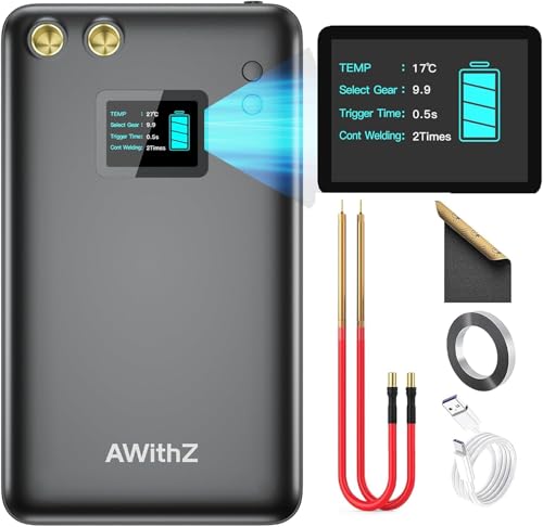 Appareil de soudage à points AWithZ, appareil portable de soudage à points pour batteries avec 11000mAh, écran LCD de 1,5 pouces, mini appareil de soudage à points à 99 vitesses pour réparer/remplacer