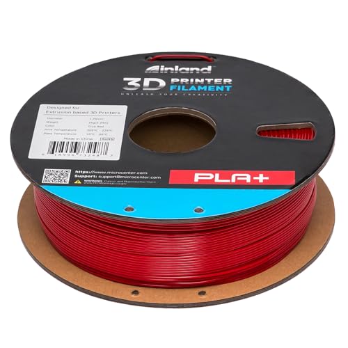 Image of INLAND Micro Center PLA+ 3D Printing Filament 1.75mm - PLA Pro Dimensional Accuracy + /- 0.03 mm - 1kg Cardboard Spool (2.2 lbs) (1 Pack True Red, 1.75mm)