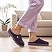 VeraCosy Women's Two-Tone Slippers Soft Comfy Knit Memory Foam Non-slip Indoor Outdoor House Shoes Evening Lilac, 7-8 US