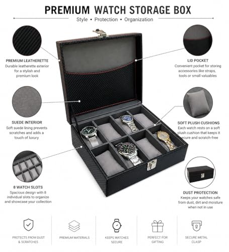 Image of Luxury Watch Box in Leatherette and Suede (Flamingos)