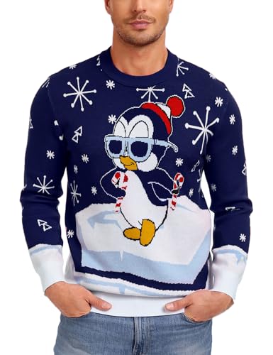 Demigimi Weihnachtspullover Herren Ugly Lustig Strickpullover Ugly...