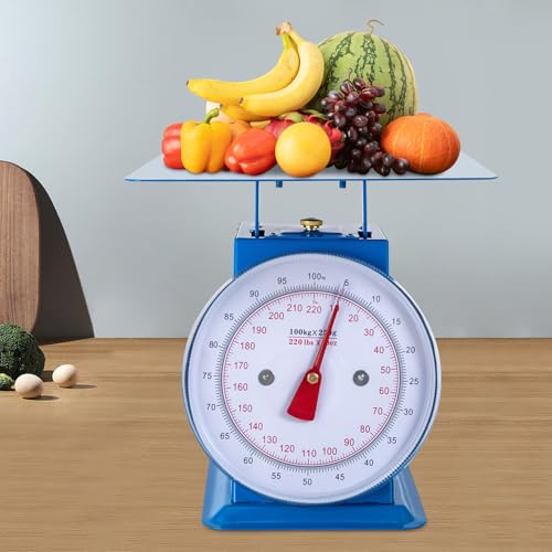 220 Lbs Heavy Duty Portion-Control Mechanical Kitchen and Food Scale, Kg/Lb, Accuracy Within 1.1 Lbs, Used for Food Measurement in Various Stores