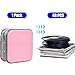 Sandfren Car CD Case, 48 Capacity Hard Plastic & Non-Woven Fabric Vehicle DVD Case Holder with Zipper, Portable Automotive Disc Wallet Storage Organizer Binder for Travel, Universal Fit (Pink)