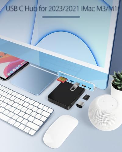 Image of TWOPAN USB C Hub Multiport Adapter for iMac, 6 in 1 USB C to USB Adapter iMac 2023 /2021 iMac M3 /M1, USB Hub with USB 3.0 Port, Micro /SD Card Readers & Multi Colored Panels