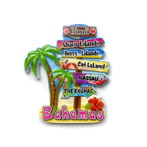 Imán decorativo Bahamas destino resina 3D 7.5 x 8.5 cm miniatura 1