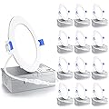 Ensenior 12 Pack 4 Inch LED Recessed Light, Dimmable, 6000K Clear White, 750LM High Brightness, 9W 120V, 2 Pin, ERL-9X-ETL, Damp Rated, Ultra-Thin Canless Wafer Ceiling Light - ETL & FCC & IC