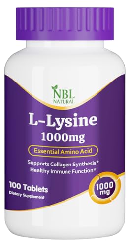 NBL Natural L-Lysine Supplement 1000mg Essential Amino Acid 100 Tablets