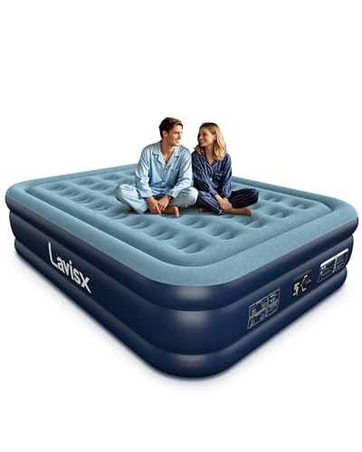 Queen Air Mattress with Built in Pump 18" Blow Up Mattress Raised Air Bed, 3 Mins Quick Self Inflatable with Storage Bag for Guest and Home