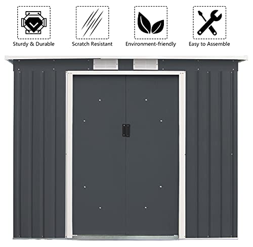 GIANTEX Gartenhaus Gerätehaus Metall, Geräteschuppen Gartenhütte Fahrradschuppen, Gartenschuppen Gartenhaus mit… – Bild 6