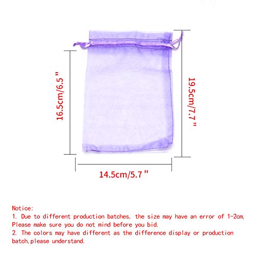 Image of Dealglad 100pcs Drawstring Organza Jewelry Candy Pouch Party Wedding Favor Gift Bags (6x8, Light Purple)
