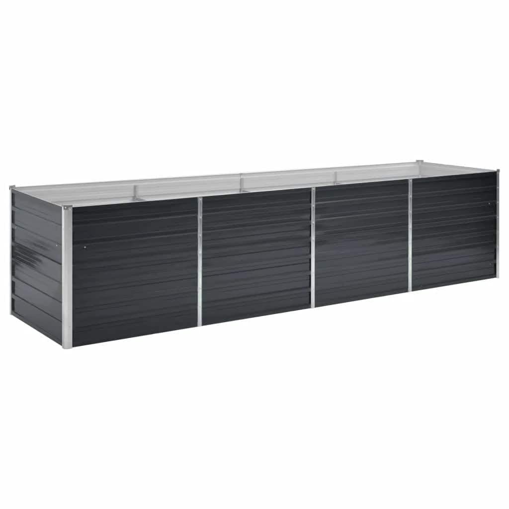 vidaXL Garden Raised Bed, Galvanised Steel, Anthracite, 320x80x77 cm, Open Bottom, Outdoor Patio Planter, Flower and Vegetable Box, Lawn and Garden, DIY Raised Bed