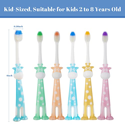 Tacykibd 6 Packs Kids Toothbrushes, Soft Bristle Toddler Toothbrush With Suction Cup For Storage, Bpa Free Independent Packaging Tooth Brush For Girls And Boys Aged 3-12 #TOP2