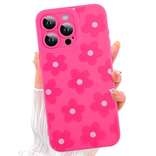 Image of ZIYE for iPhone 13 Pro Max Case Hot Pink Flower Pattern Phone Case