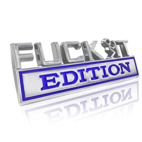 Image of Fuck IT Edition Emblem, Car Exterior Emblems Badge 3D Sticker Decal, Fuck-IT Edition Emblem 3D Fender Badge Decal, 3D Fender Badge Decal Car Truck Replacement, Fit for All Cars (Sliver Blue)