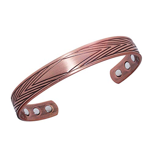 Pure Copper Bracelet for Arthritis, Rheumatoid Arthritis, RSI, Migraines and Fatigueï¼ŒWoman, 6.5" Adjustable with 6 Magnets