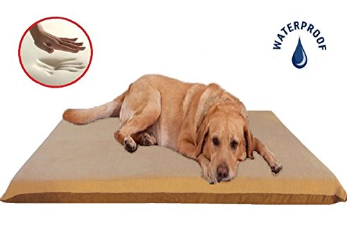Ehomegoods 47"X29"X4" Beige Color Orthopedic Waterproof Memory Foam Pet Bed Pad For Extra Large Dog Crate Size 48"X30" With 2 External Covers #TOP6