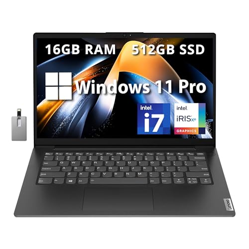 Lenovo V14 G3 14″ FHD Business Laptop, 12ª generación Intel Core i7 1255U, 16GB DDR4 RAM, 512GB PCIe SSD, Intel Iris Xe Graphics, cámara Web HD, Wi Fi 6, Bluetooth, Win 11 Pro, Negro, Tarjeta USB