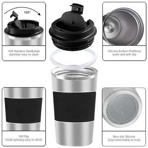 Image of Insulated Travel Coffee Mug, Stainless Steel Coffee Cup with Leakproof Lid | Double-wall insulation keeps drinks hot or cold for hours, with a leakproof lid and portable stainless steel design