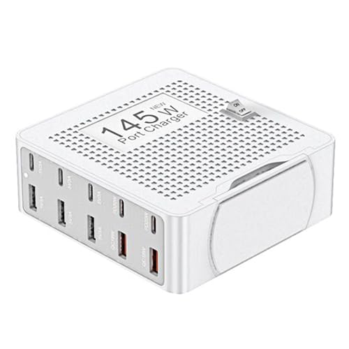 Stazione Di Ricarica USB Multipla Smart Hub per Orologi Caricatore Intelligente 10 Porte 145W PD QC3.0 per Laptop Tablet Telefono Cuffie Orologio