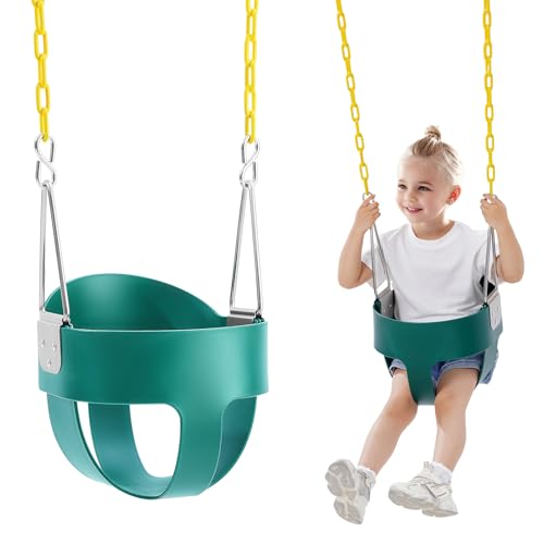 VEVOR Columpio para Niños Pequeños con Respaldo Alto, Asiento Tipo Cubo Completo, Cadenas Revestidas y Mosquetones, Soporta 68 KG, Columpio para Niños de 3 Años en Adelante para Interior y Exterior