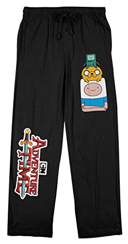 Adventure Time Finn, Jake, and BMO Men's Black Drawstring Sleep Pants