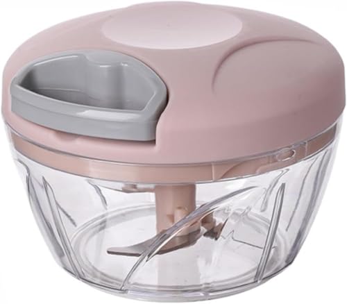ZGHQHCDRH食洗機対応 強化版 みじん切り器 500ml 900ml ふたも洗える ?蒜泥神器を使った蒜の砕き機 手動式の小型大蒜砕き機 蒜を搾るための蒜搾り臼子 蒜の粉末を作るための蒜の搗き棒 (500ml,ピンク)