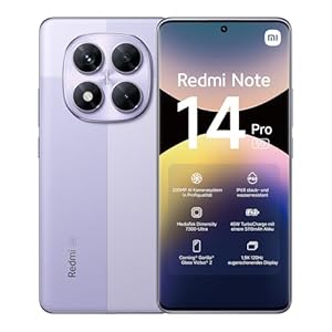 Xiaomi Redmi Note 14 Pro 5G Smartphone, 12 + 512GB, Purple, 200MP professionelle AI-Kamera, IP68, 45W TurboCharge mit 5110mAh Akku, AI-Funktionen (kein Ladegerät enthalten)
