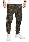 Rello & Reese Cargo Trainingshose Sporthose Cargo Jogginghose Jogger Chino T-31 Camo [Camouflage-Khaki, L]