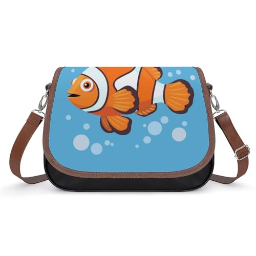 Sac messager imperméable poisson-clown en cuir véritable