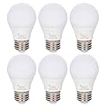 Simba Lighting LED A15 Refrigerator Light Bulbs (6-Pack) 4W 40W Replacement Small for Appliances, Freezers, Ceiling Fans, 120V, E26 Standard Medium Base, Frosted Cover, Not Dimmable, 3000K Soft White