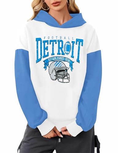 Game Day Hoodie Women Cute Football Graphic Pullover Sweatshirt Football Season Sweaters Fans Y2k Casual Holiday Tops White