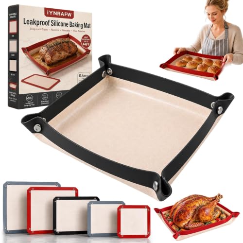 Leakproof Silicone Baking Mat with Snap Lock Edges Nonstick Oven Liners