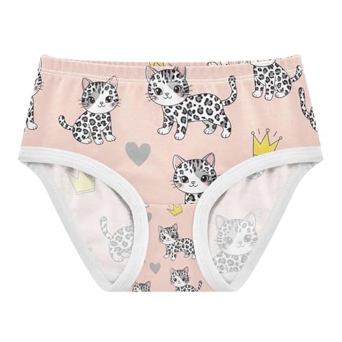 Cute Black White Leopard Kittens Kids Underwear Girls, Toddler Panties, Cotton Girls Underwear, 2–8 Years